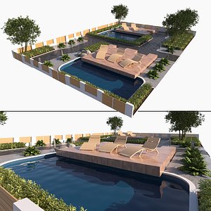Dual Pool Garden 3D Model