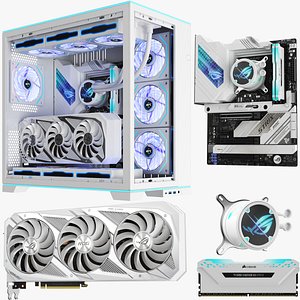 Full Detailed White Computer Tower Case 2