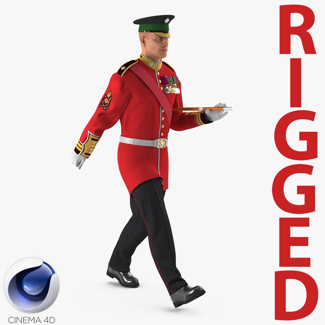 Irish Guard Sergeant Rigged for Cinema 4D 3D Model 3D model preview