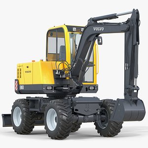 3D Volvo Compact Wheeled Excavator EW50