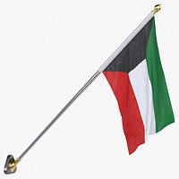 Kuwait Cloth Flag Wall Mount Animated Loop
