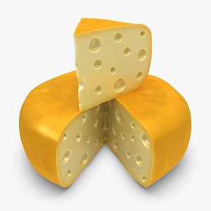 3d gouda cheese wheel yellow