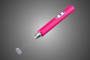 DUAL SPRING WHISK BEATER ELECTRIC MILK FROTHER FOAM MAKER PINK 3D