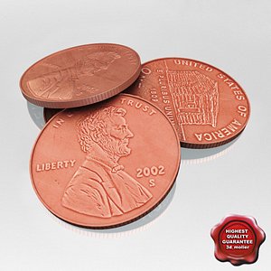 3d model usa coin 1 cent