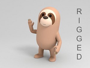 rigged sloth cartoon 3D model