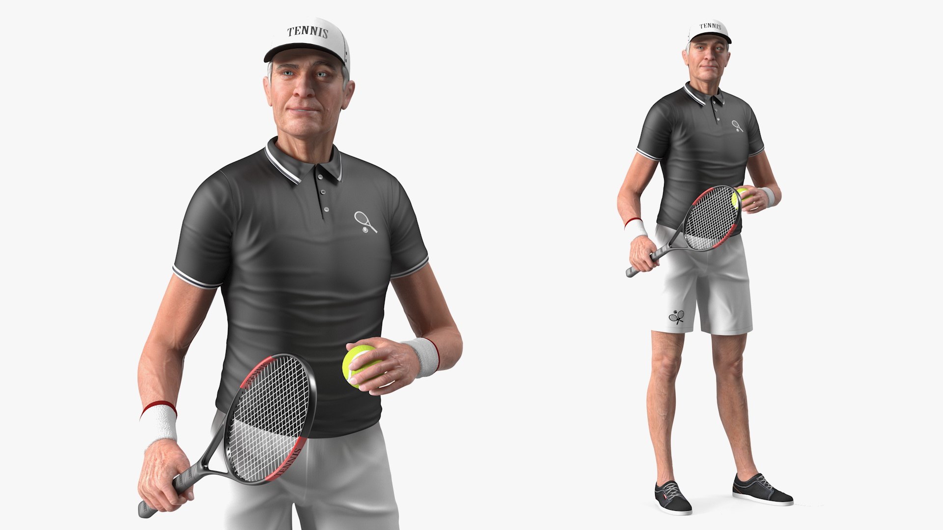 Elderly Man Sport Wear Rigged for Modo 3D model preview