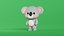 Personaje animado de koala de dibujos animados, modelo 3D de baja poli de Chibi Kawaii