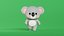 Personaje animado de koala de dibujos animados, modelo 3D de baja poli de Chibi Kawaii