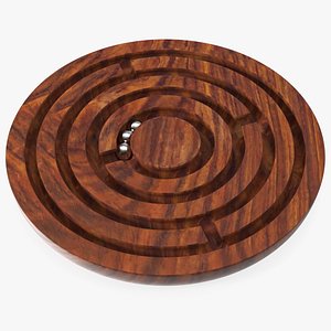 Round Wooden Marble Labyrinth Game