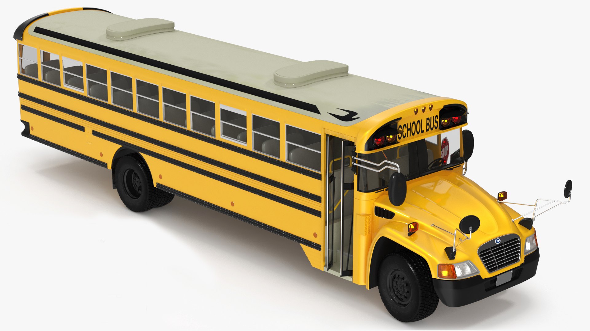 American School Bus Rigged for Cinema 4D 3D model preview