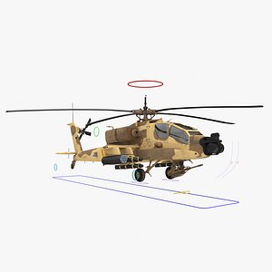 AH64A Apache Helicopter Desert 2 In 1 Rigged