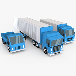 3D model Transport tir low poly for industry