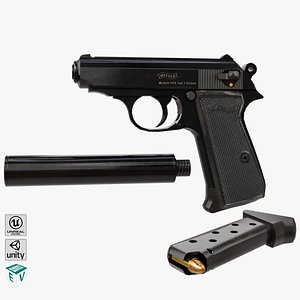 Pistol 05 Black All PBR Unity UE Textures Included