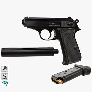 Pistol 05 Black All PBR Unity UE Textures Included