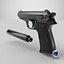 Pistola 05 preta com todas as texturas PBR Unity UE incluídas