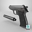 Pistola 05 preta com todas as texturas PBR Unity UE incluídas
