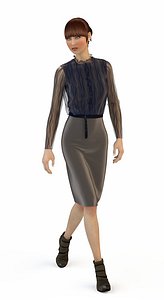 3D model suit, skirt, blouse, girl, dummy 2