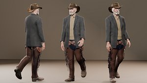 Old Western Cowboy Character 3D model 3D model