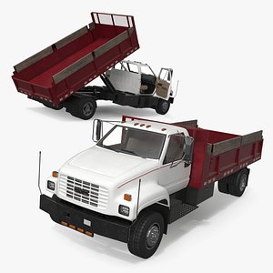 Chevrolet Kodiak C6500 Stake Bed Truck White-Red Rigged for Maya 3D model