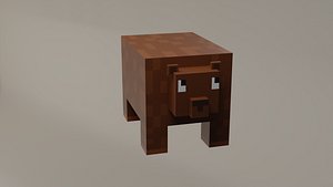 3D Voxel Low Polly Animal Bear model