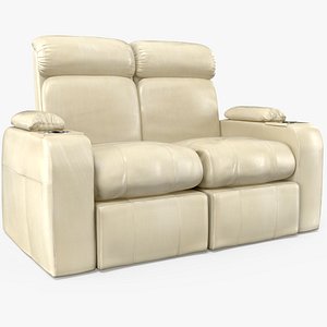 Home Theater Reclining Loveseat with Cup Holders Beige