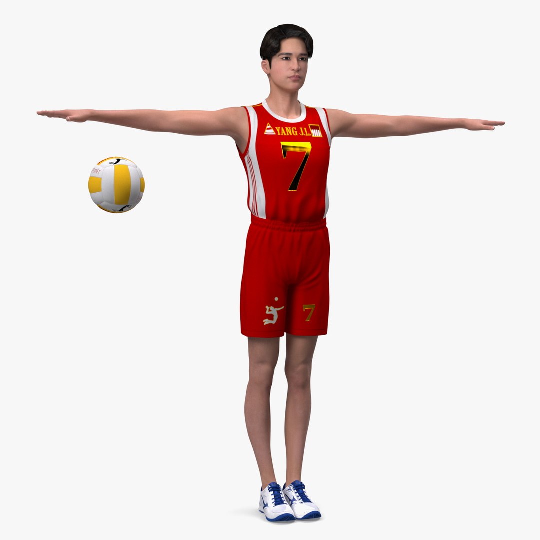 Chinese Volleyball Player Rigged 3D model preview