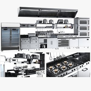 Detailed Commercial Kitchen Set