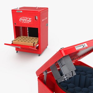 Coca-Cola Bottle Cooler with Rotary Loader Red Vintage Rigged
