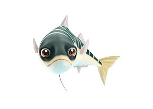 Blue mackerel animated fish low poly toon
