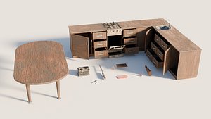 3D model Props pack - mid-poly low-poly game-ready models