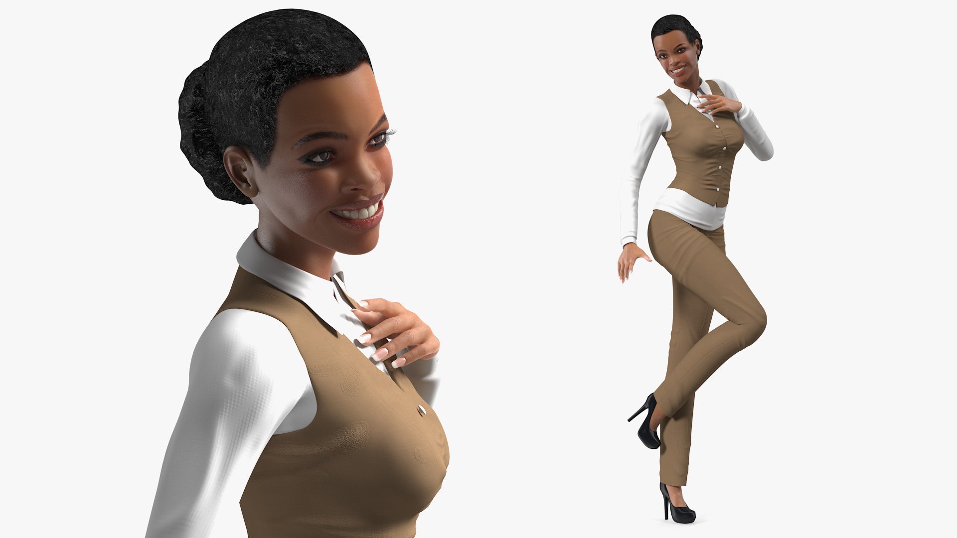 Light Skin Business Style Woman Standing Pose 3D Model $149 - .3ds