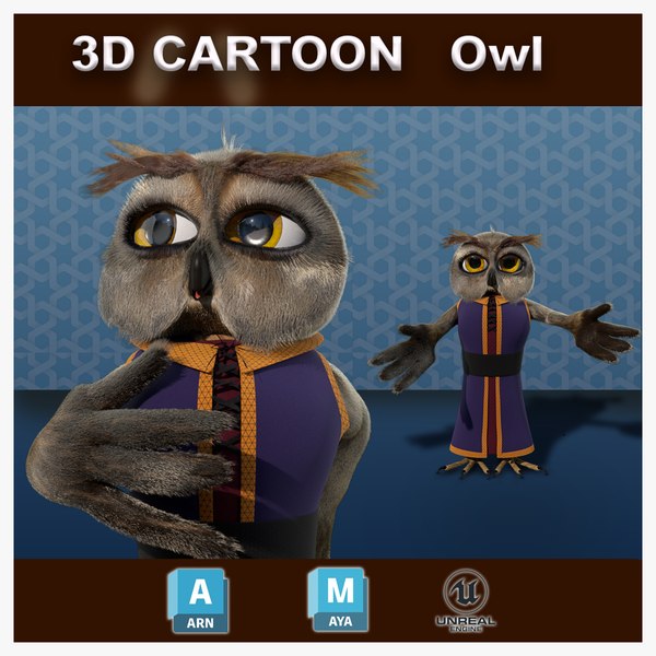 Cartoon Owl Rigged 3D-Modell - TurboSquid 2007111