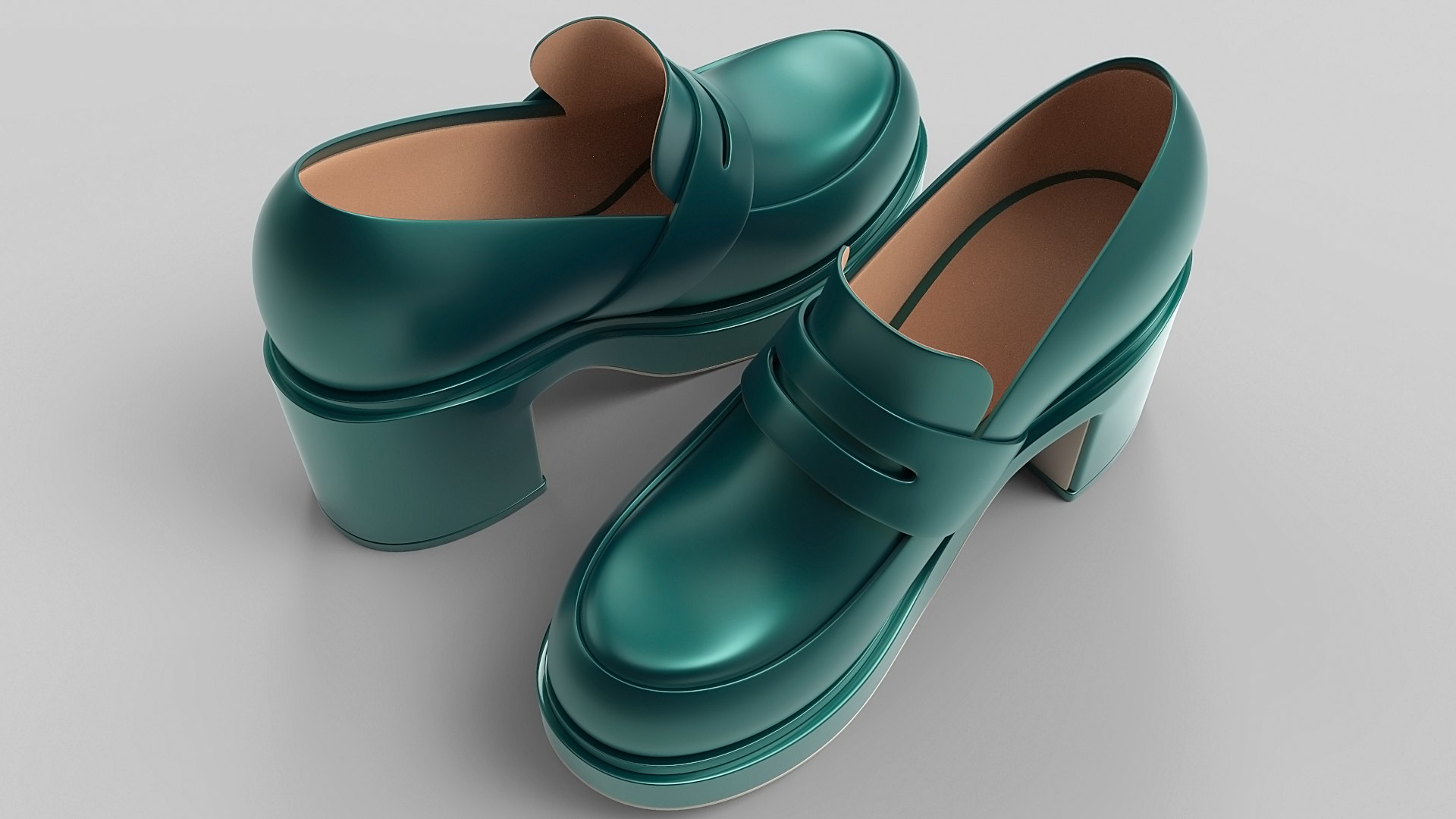 3D Model Classic Anime School Girl Block Heel Loafers - TurboSquid 2024102