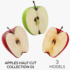 3D Apples Half Cut Collection 01 - 3