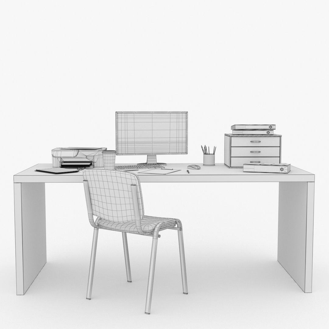 3D office table items model TurboSquid 1198135