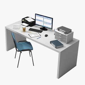 Office Desk with Items