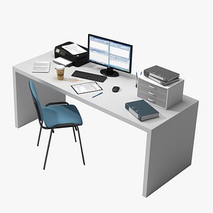 Office Desk with Items
