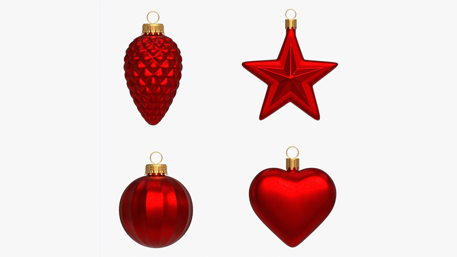 3D Christmas Tree Balls Set Red Matte Model - TurboSquid 2027508