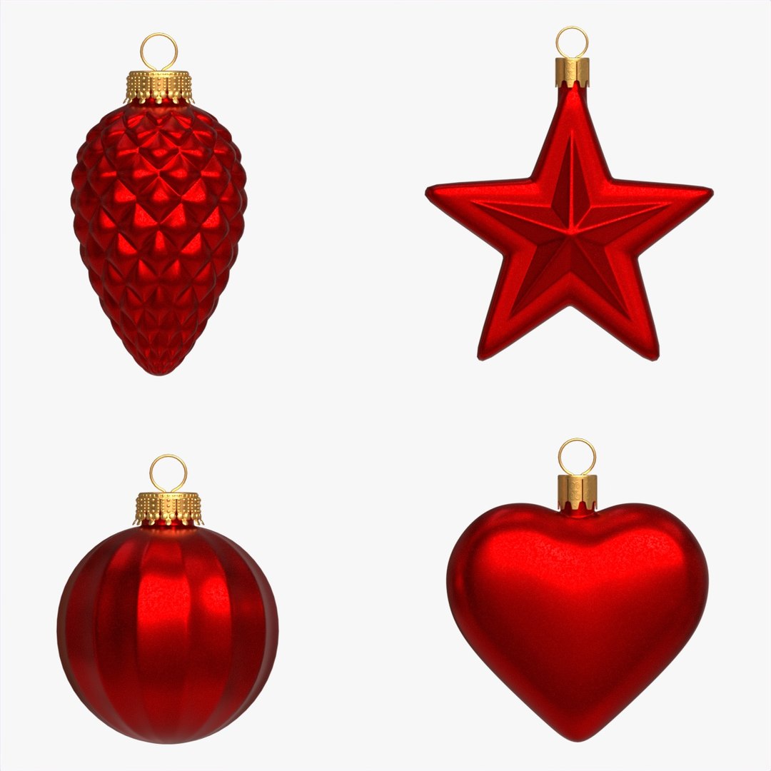 3D Christmas Tree Balls Set Red Matte Model - TurboSquid 2027508
