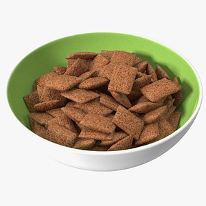 3D Chocolate Cereal Pillow Flakes in Bowl