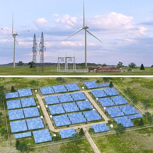 3D Solar and Wind Power Plant Collection