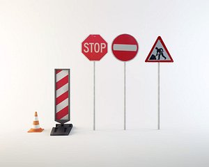 road work sign 3d obj