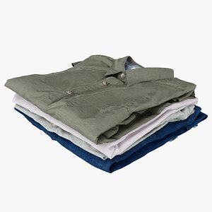 Pile or stack of folded shirts polo Generic casual wardrobe clothing 3D model