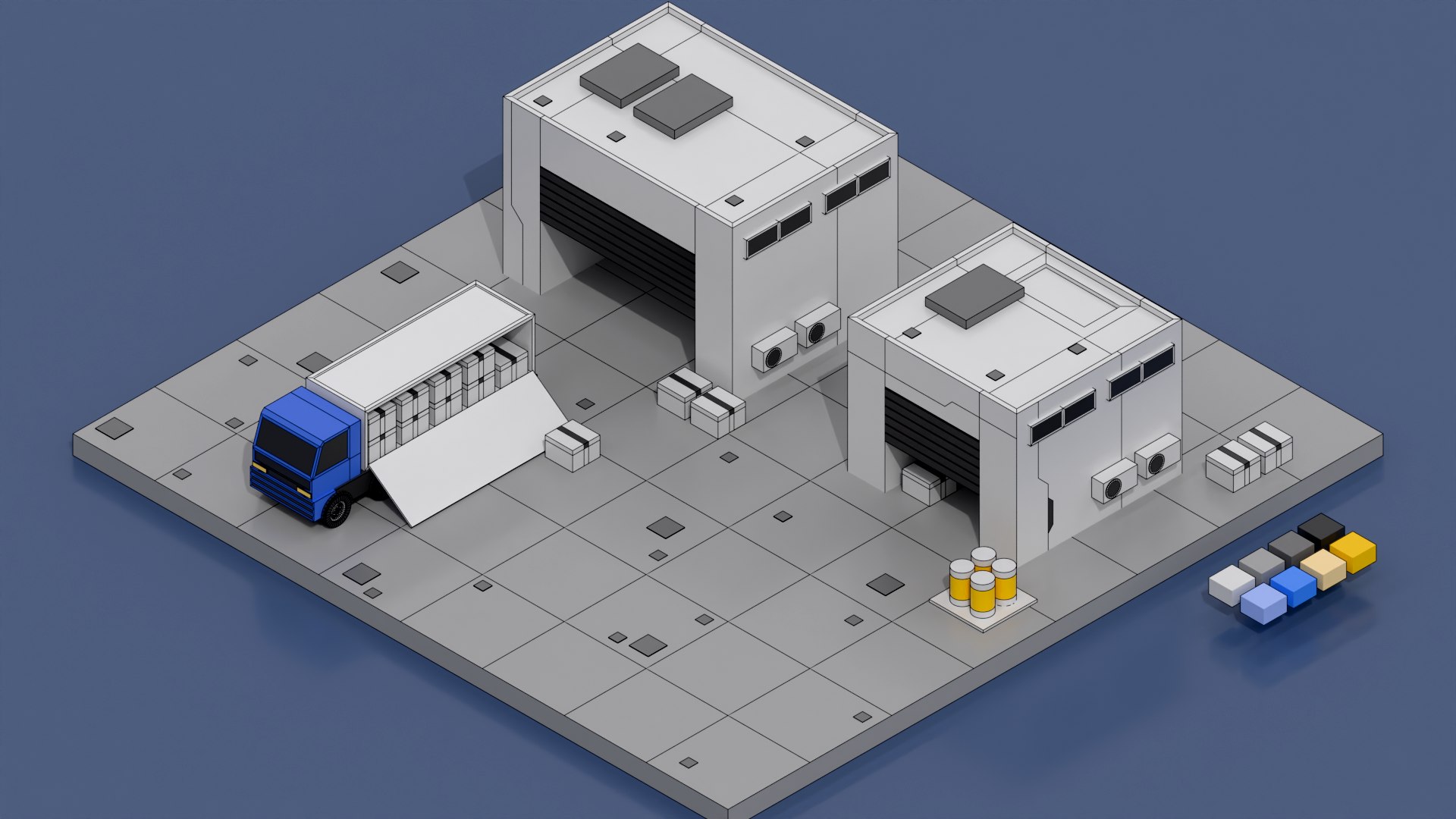 3D Trucks And Loading And Unloading Workshops - TurboSquid 2403419