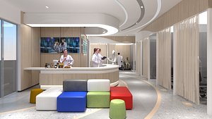 3D Outpatient hall of modern hospital