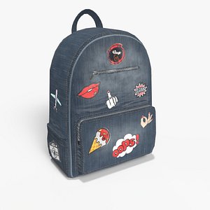 3D Denim Backpack model