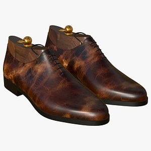 Brown Realistic Leather Lace Up Shoes 3D