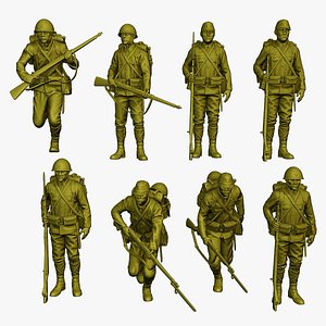 Japanese soldiers ww2 J1 Pack1 3D model