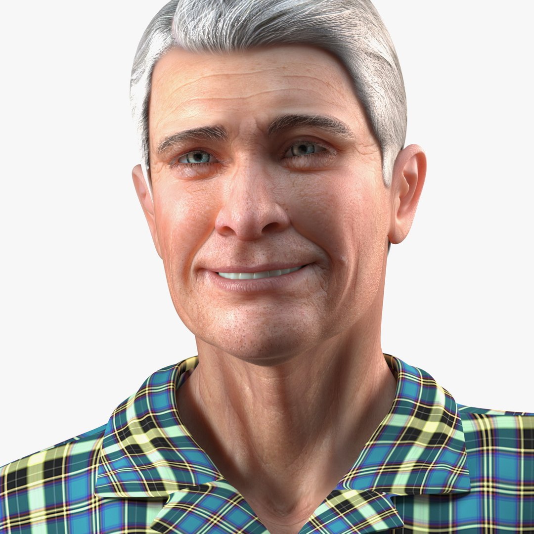 Elderly Man Homewear Rigged 3D model preview
