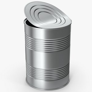 3D Open Steel Tin Can model